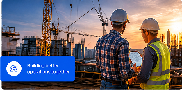Construction team reviewing a project site