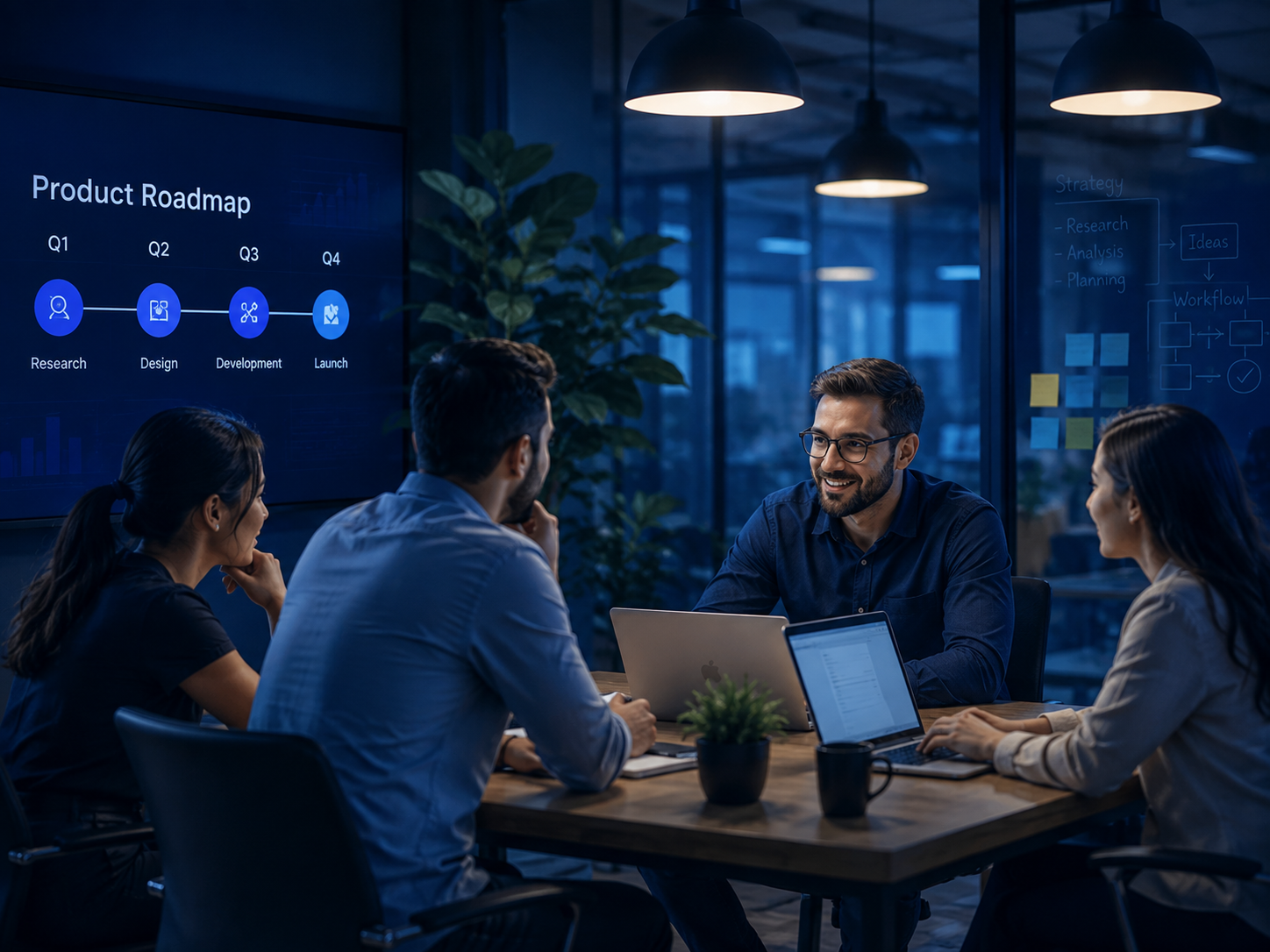 Product development team collaborating