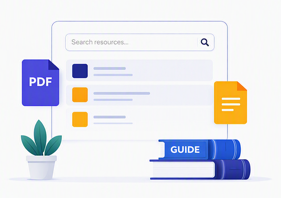 Resources, guides and downloadable content illustration