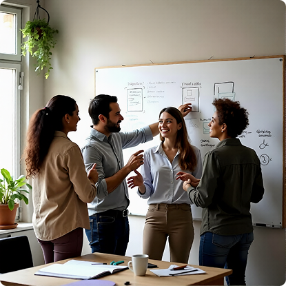 Startup team discussing an MVP product